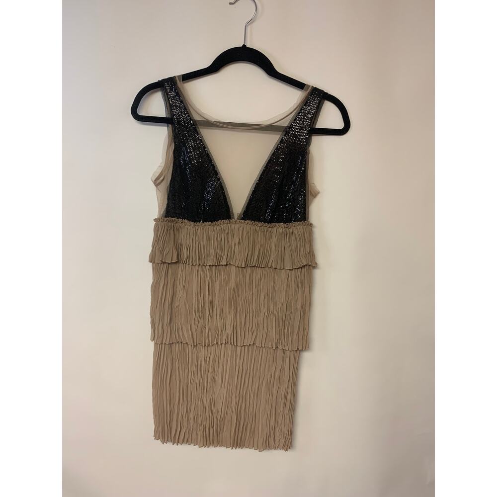 BCBG Maxazria Dress Empire Sequin Glam Disco Sexy Pleats Holiday NYE SZ XS